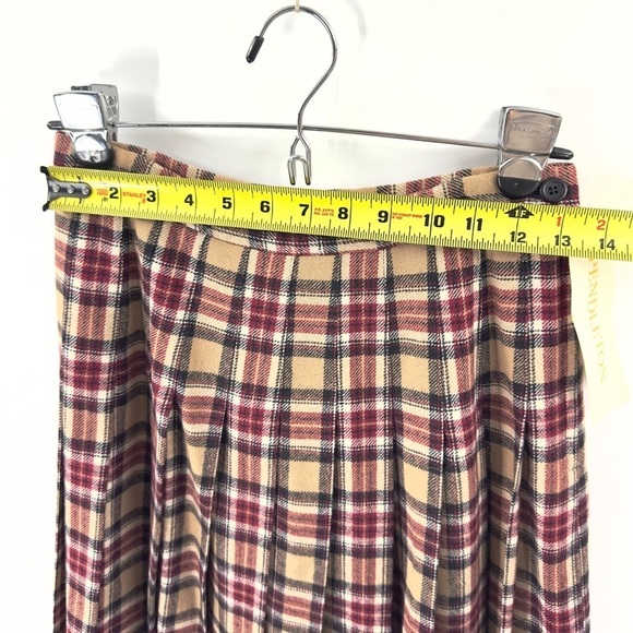 Vintage Pendleton Womens Wool Pleated Skirt Size 8 Deadstock Plaid Tan Red NEW - Picture 8 of 10